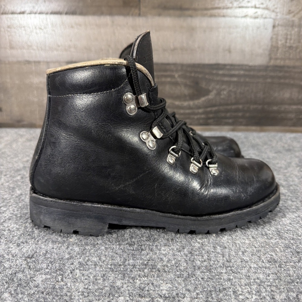 Merrell Wilderness Black Leather Hiking Boots Womens 7 M Vintage Made In Italy - Picture 8 of 15